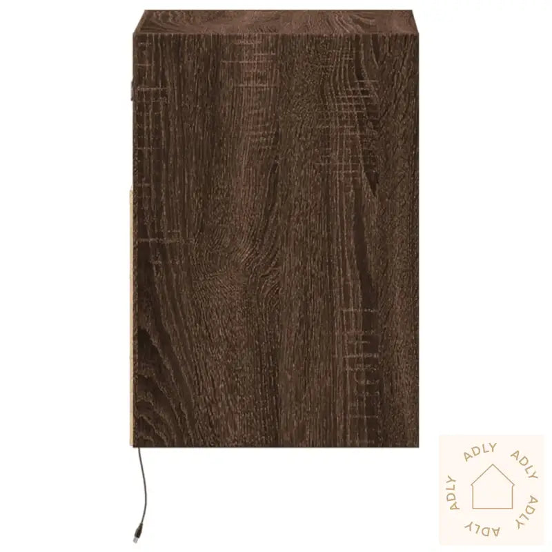 Vegghengt Nattbord Med Led-Lys 2 Stk Brun Eik