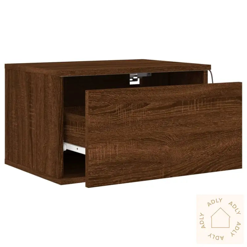 Vegghengte Nattbord Med Led-Lys 2 Stk Brun Eik