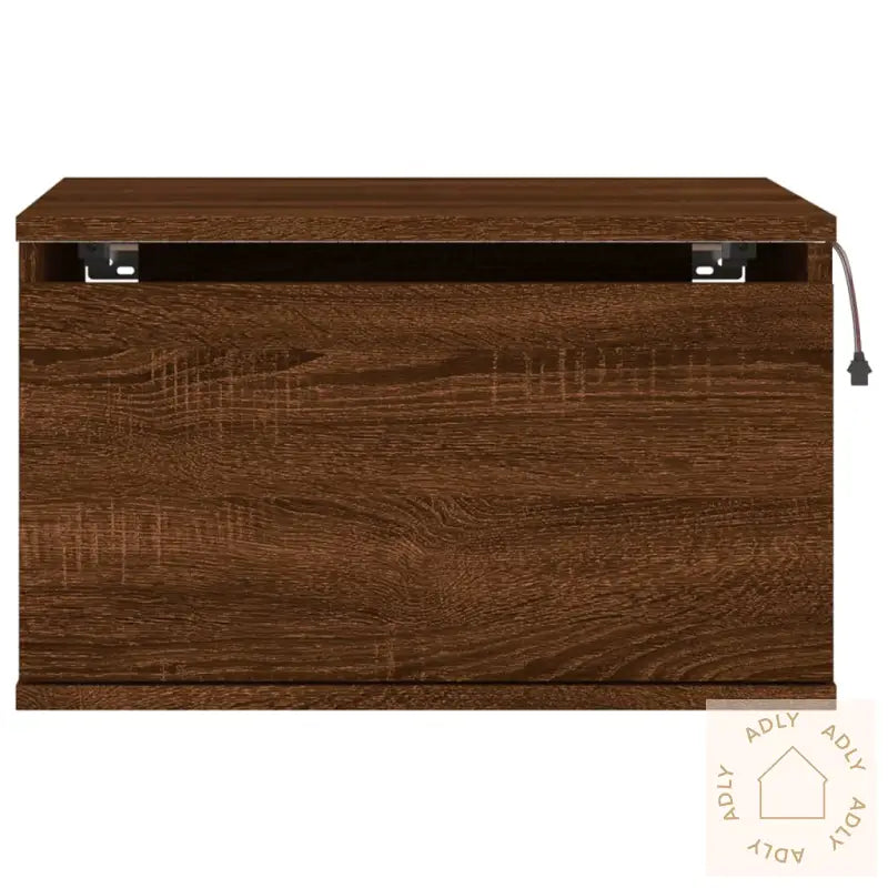 Vegghengte Nattbord Med Led-Lys 2 Stk Brun Eik