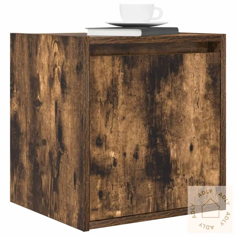 Veggmontert Nattbord Røkt Eik 38X34X40 Cm