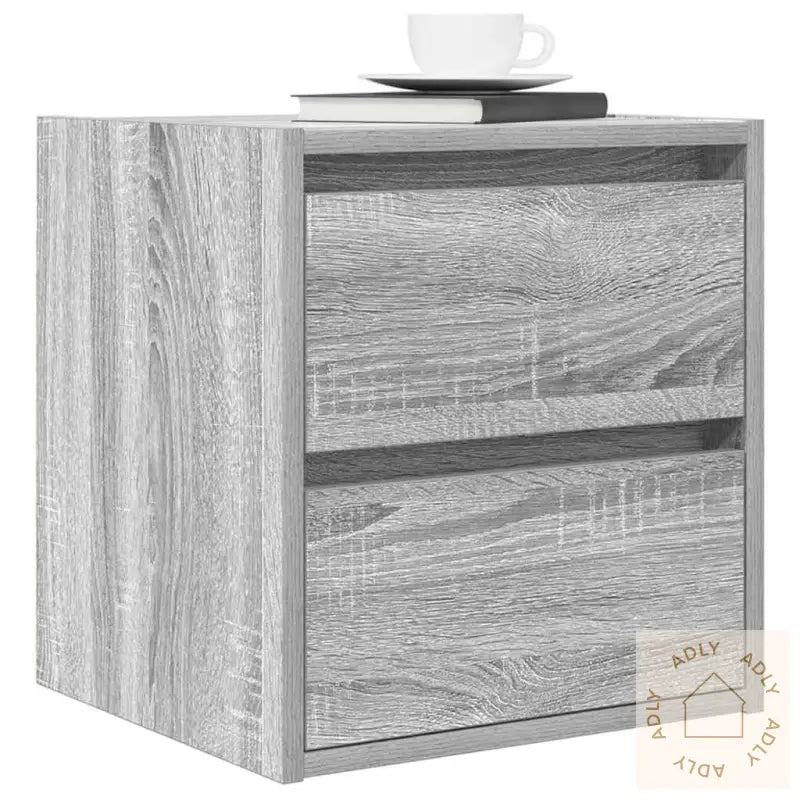 Veggmontert Nattbord Grå Sonoma 38X34X40 Cm