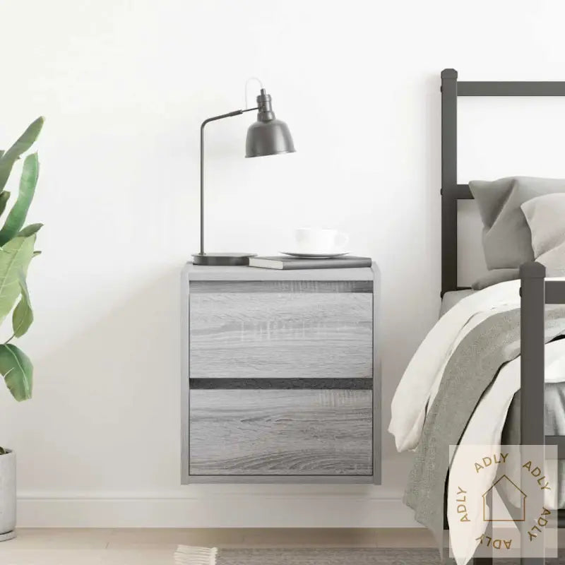 Veggmontert Nattbord Grå Sonoma 38X34X40 Cm