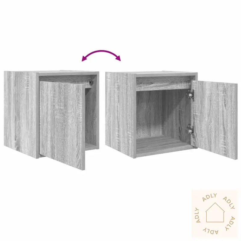 Veggmonterte Nattbord 2 Stk Grå Sonoma 38X34X40 Cm