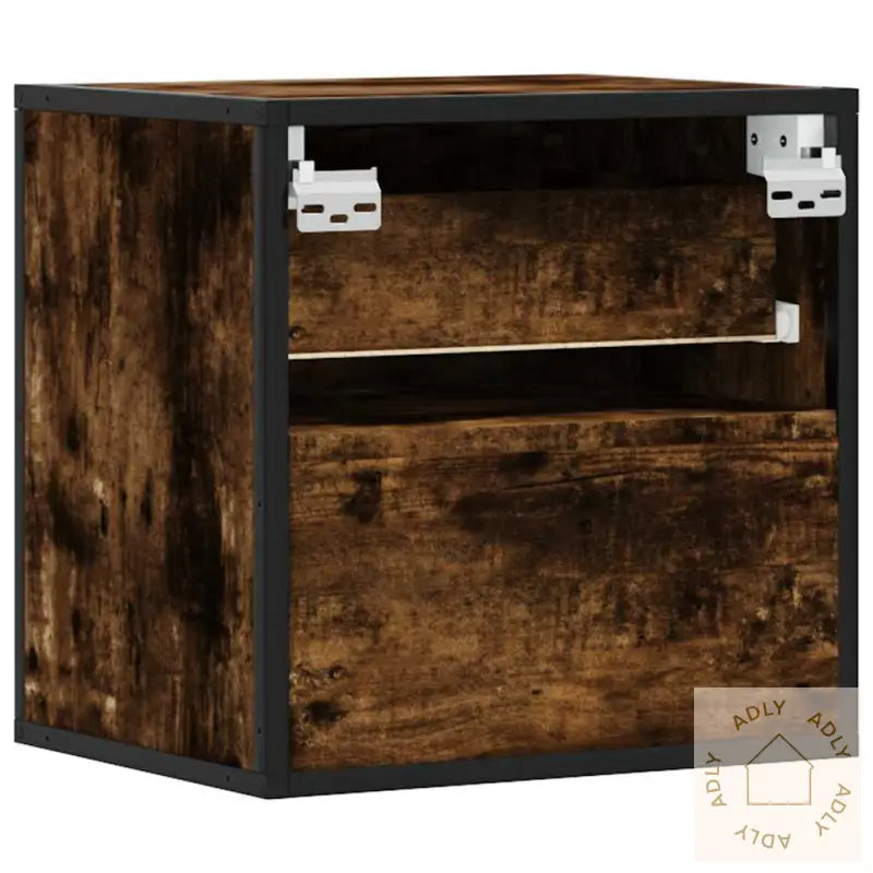 Veggmonterte Nattbord 2 Stk Røkt Eik 40X31X39,5 Cm