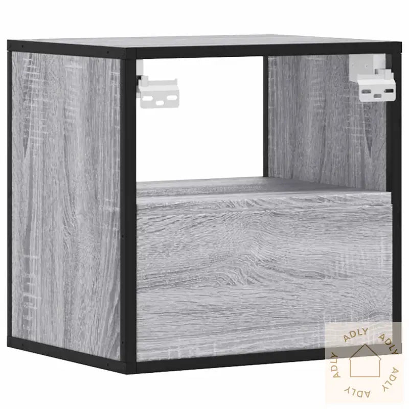 Veggmonterte Nattbord 2 Stk Grå Sonoma 40X31X39,5 Cm
