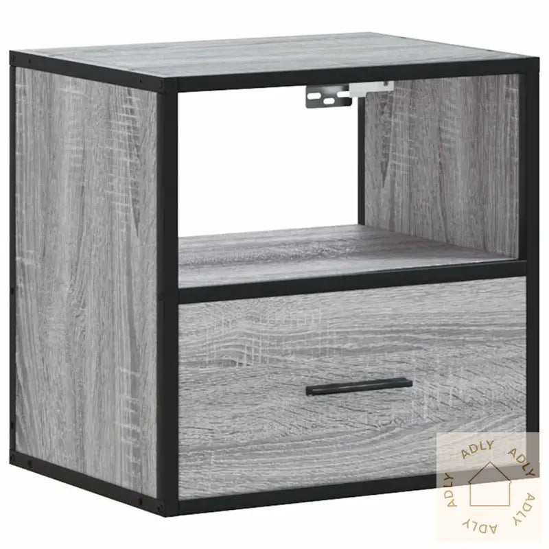 Veggmonterte Nattbord 2 Stk Grå Sonoma 40X31X39,5 Cm