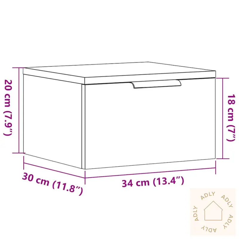 Veggmontert Nattbord Gammelt Tre 34X30X20 Cm