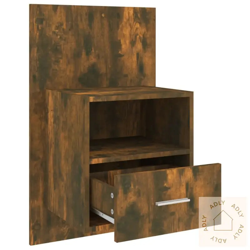 Veggmonterte Nattbord 2 Stk Røkt Eik