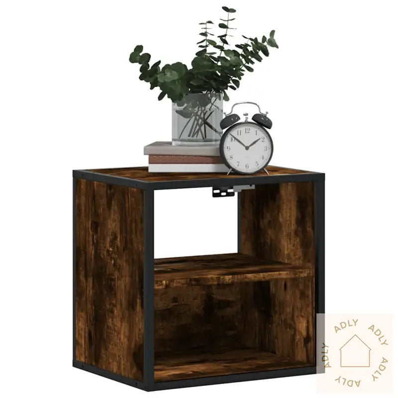 Veggmontert Nattbord Røkt Eik 40X31X39,5 Cm