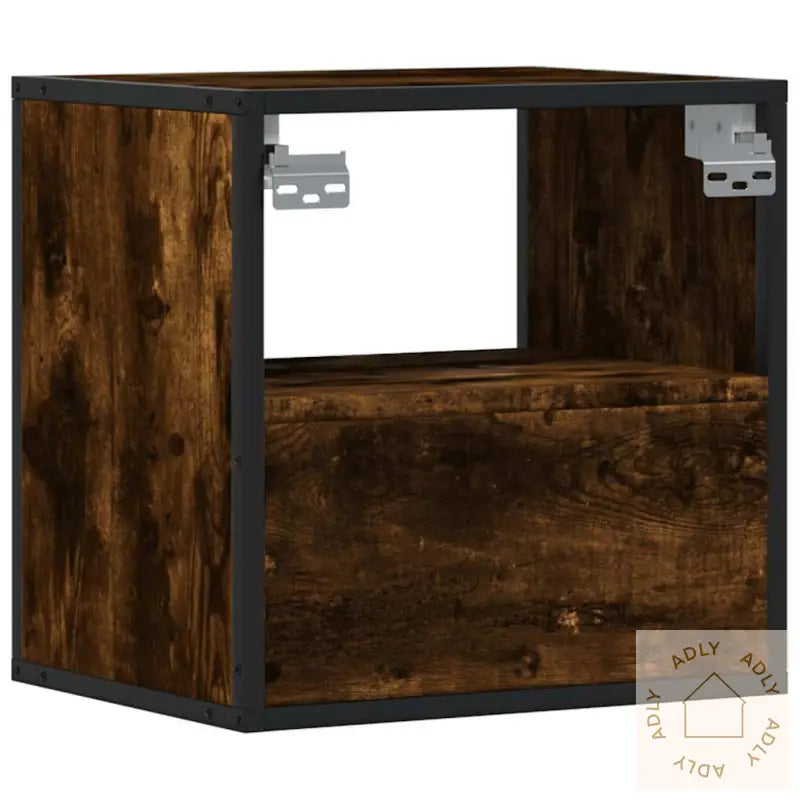 Veggmontert Nattbord Røkt Eik 40X31X39,5 Cm