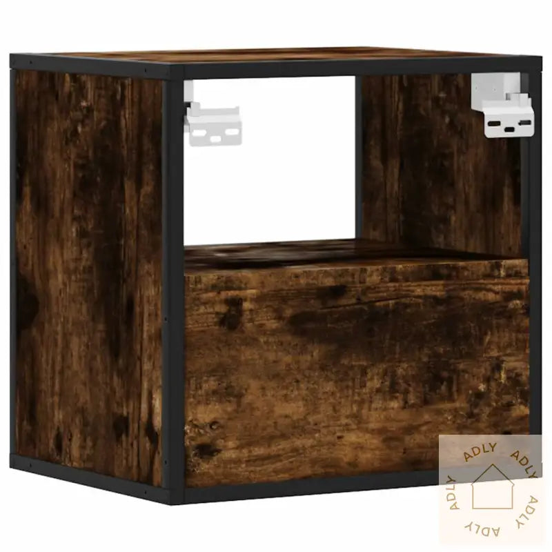 Veggmonterte Nattbord 2 Stk Røkt Eik 40X31X39,5 Cm