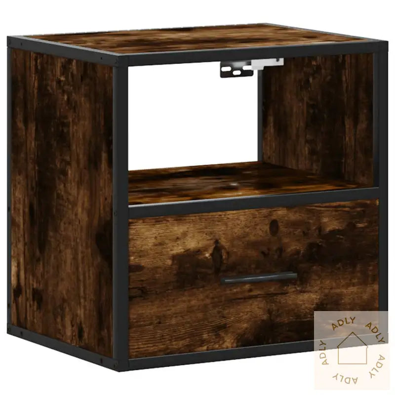 Veggmonterte Nattbord 2 Stk Røkt Eik 40X31X39,5 Cm