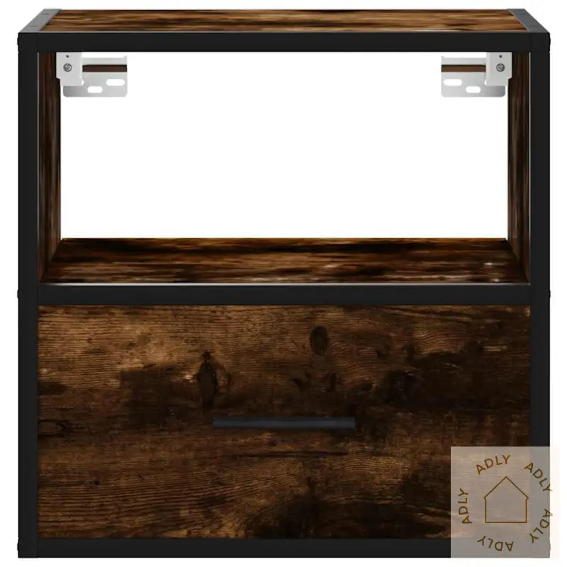 Veggmonterte Nattbord 2 Stk Røkt Eik 40X31X39,5 Cm