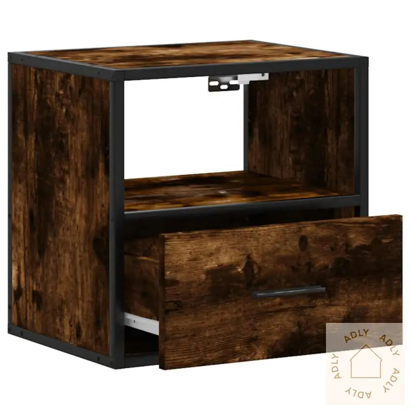 Veggmonterte Nattbord 2 Stk Røkt Eik 40X31X39,5 Cm