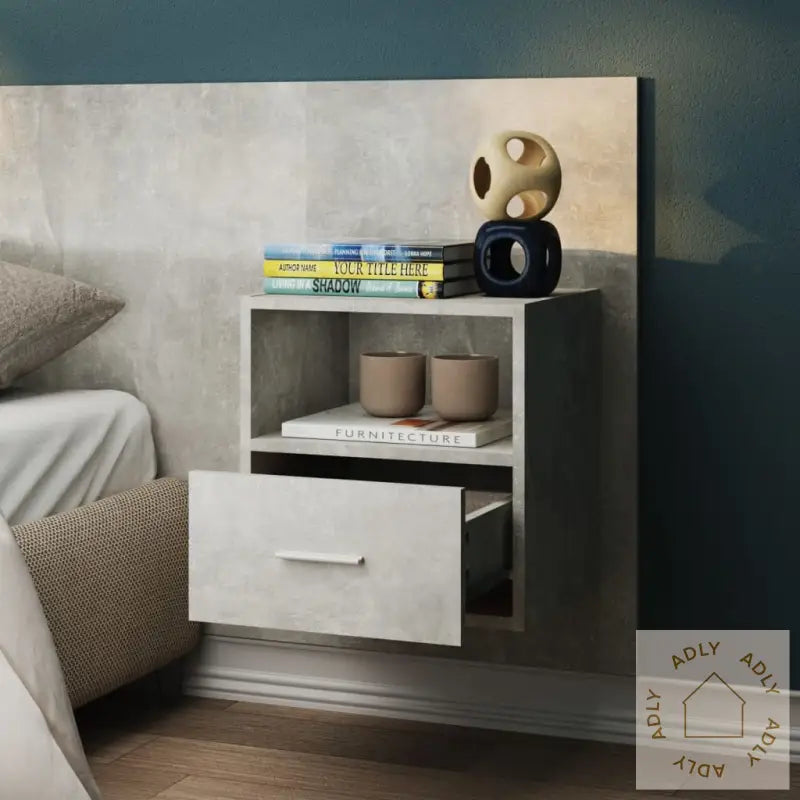 Veggmonterte Nattbord 2 Stk Betonggrå