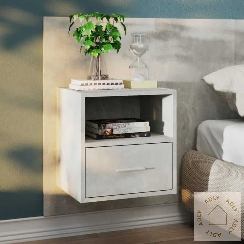 Veggmonterte Nattbord 2 Stk Betonggrå