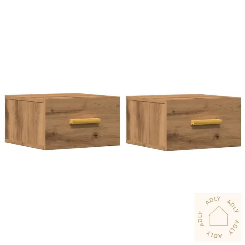 Veggmonterte Nattbord 2 Stk Artisan Eik 35X35X20 Cm