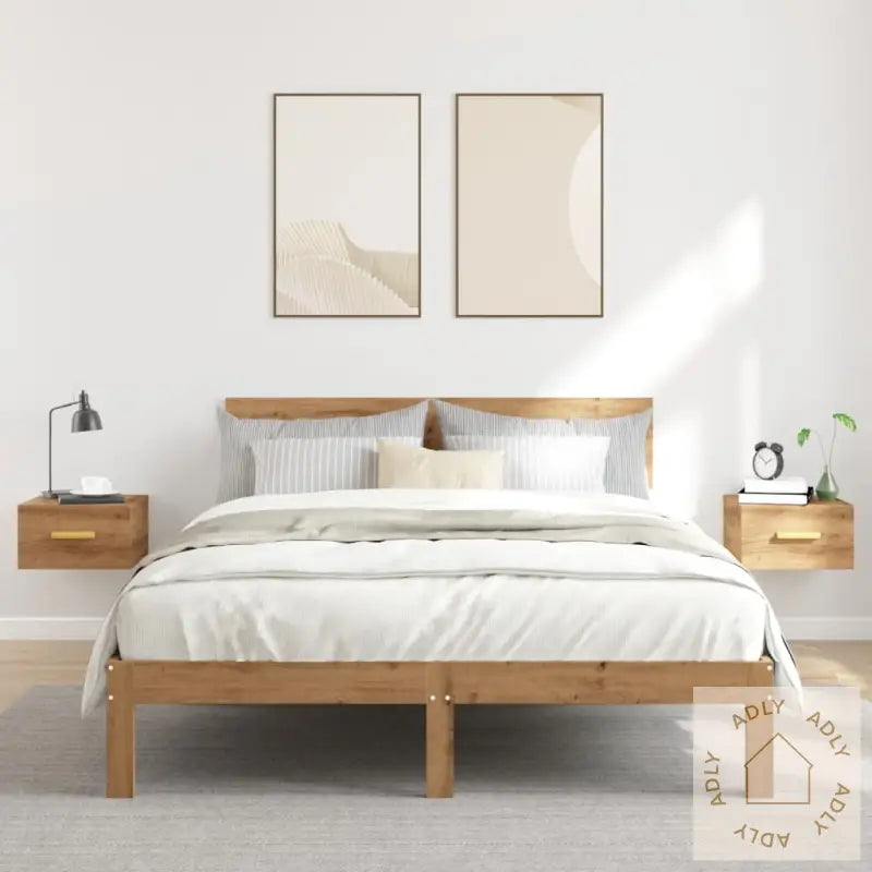 Veggmonterte Nattbord 2 Stk Artisan Eik 35X35X20 Cm