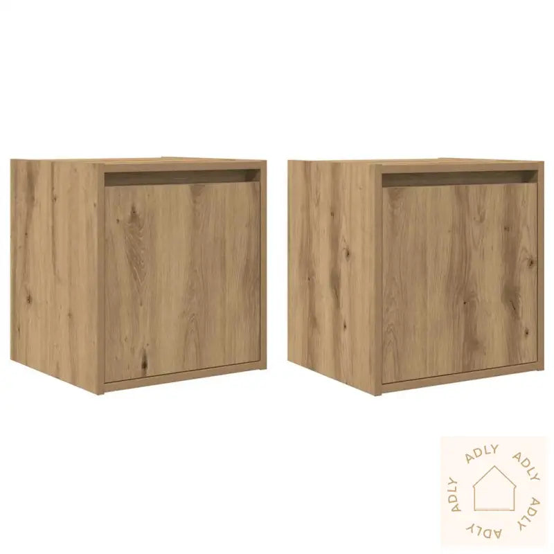 Veggmonterte Nattbord 2 Stk Artisan Eik 38X34X40 Cm