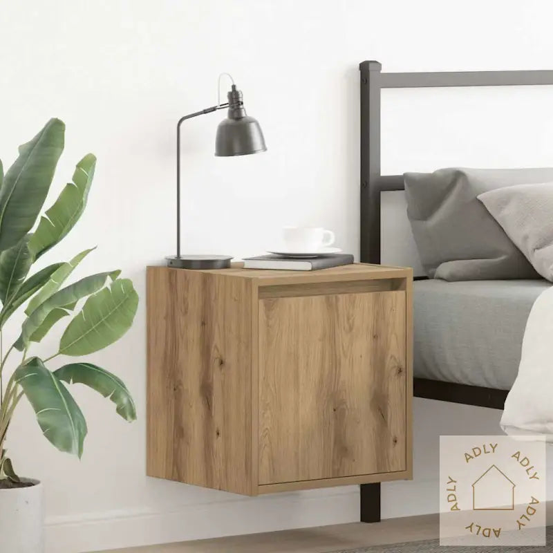 Veggmonterte Nattbord 2 Stk Artisan Eik 38X34X40 Cm