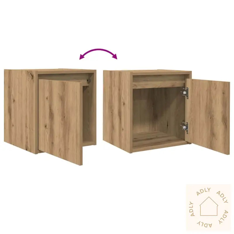 Veggmonterte Nattbord 2 Stk Artisan Eik 38X34X40 Cm