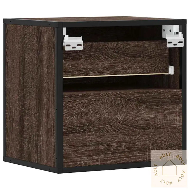 Veggmonterte Nattbord 2 Stk Brun Eik 40X31X39,5 Cm