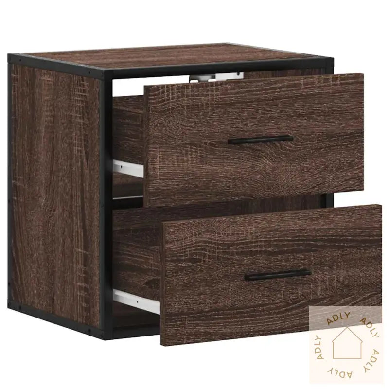 Veggmonterte Nattbord 2 Stk Brun Eik 40X31X39,5 Cm