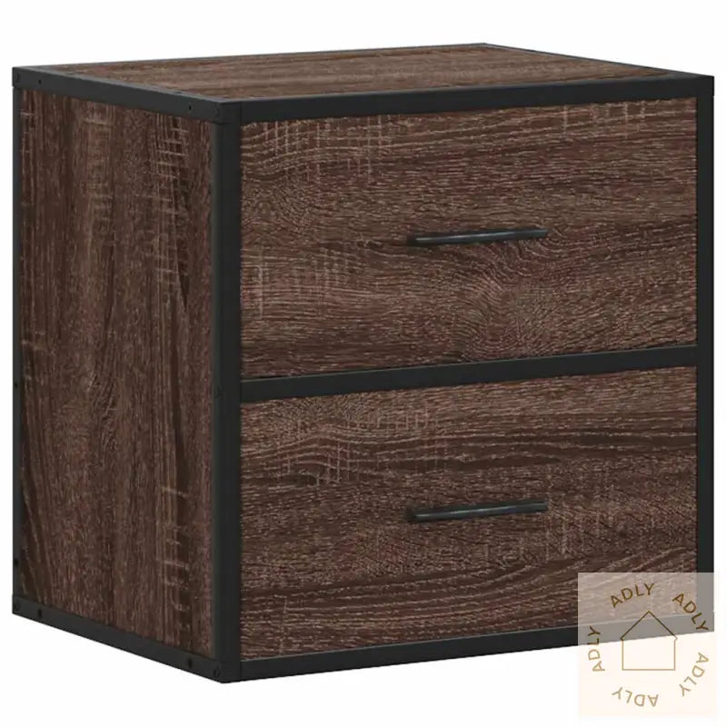 Veggmonterte Nattbord 2 Stk Brun Eik 40X31X39,5 Cm