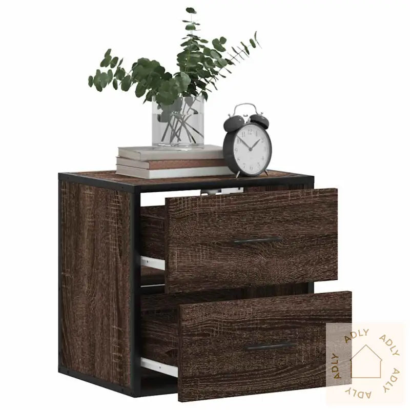Veggmonterte Nattbord 2 Stk Brun Eik 40X31X39,5 Cm