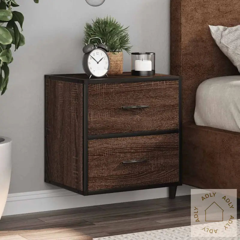Veggmonterte Nattbord 2 Stk Brun Eik 40X31X39,5 Cm