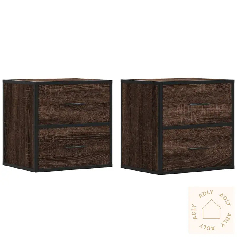Veggmonterte Nattbord 2 Stk Brun Eik 40X31X39,5 Cm
