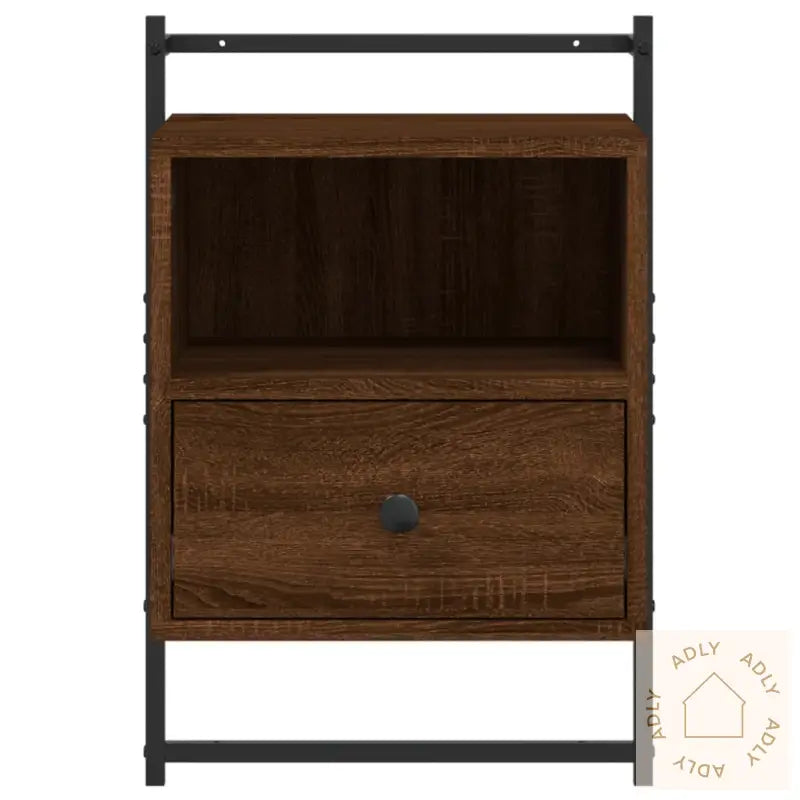 Nattbord Veggmontert Brun Eik 40X30X61 Cm Konstruert Tre