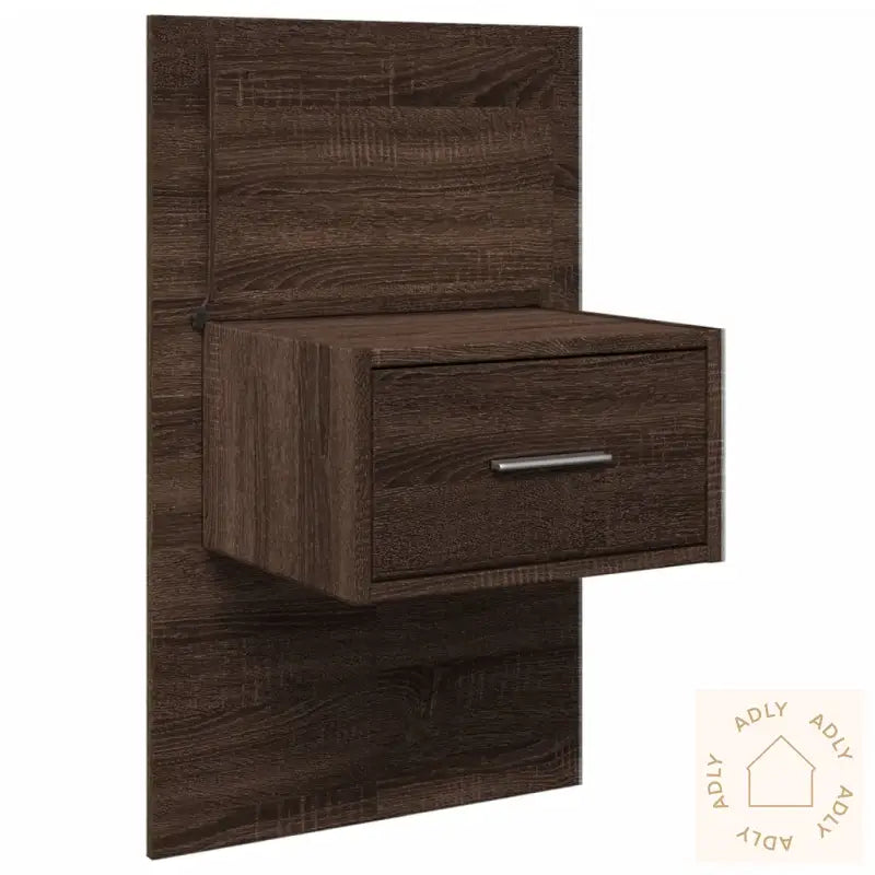 Vegghengt Nattbord Med Led-Lys 2 Stk Brun Eik