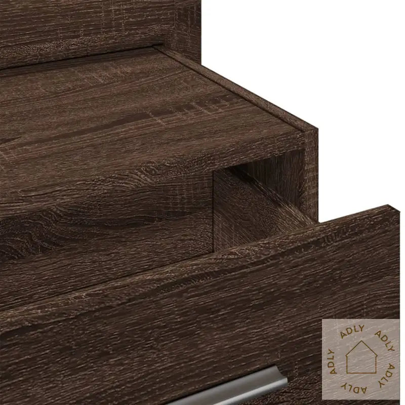 Vegghengt Nattbord Med Led-Lys 2 Stk Brun Eik