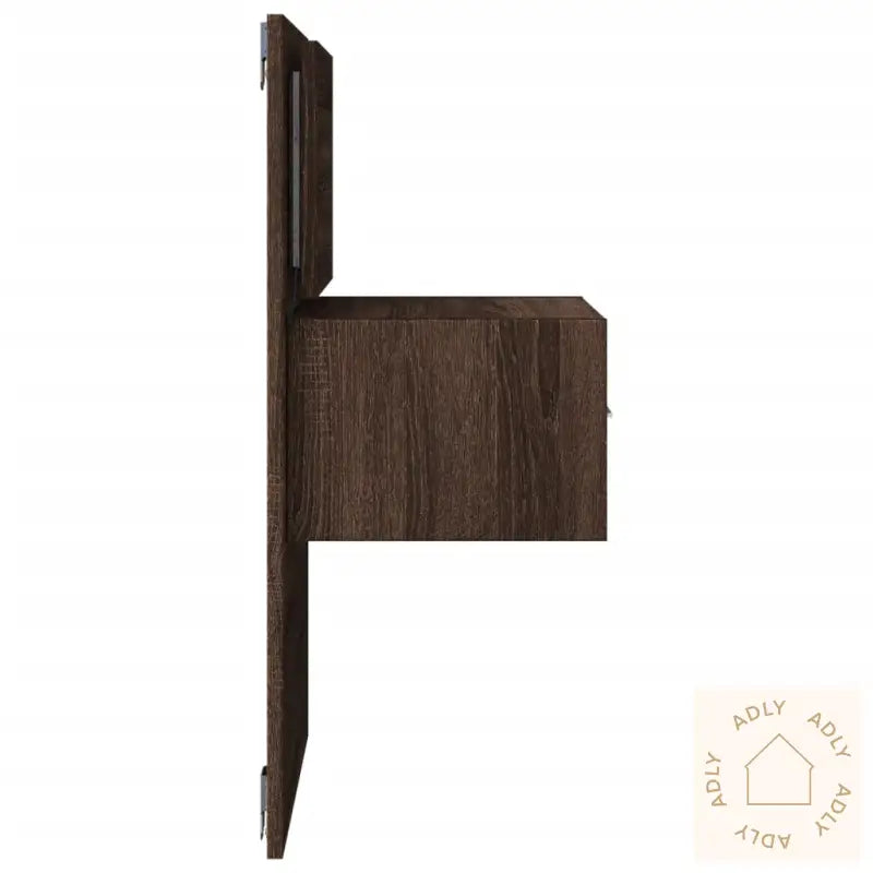 Vegghengt Nattbord Med Led-Lys 2 Stk Brun Eik