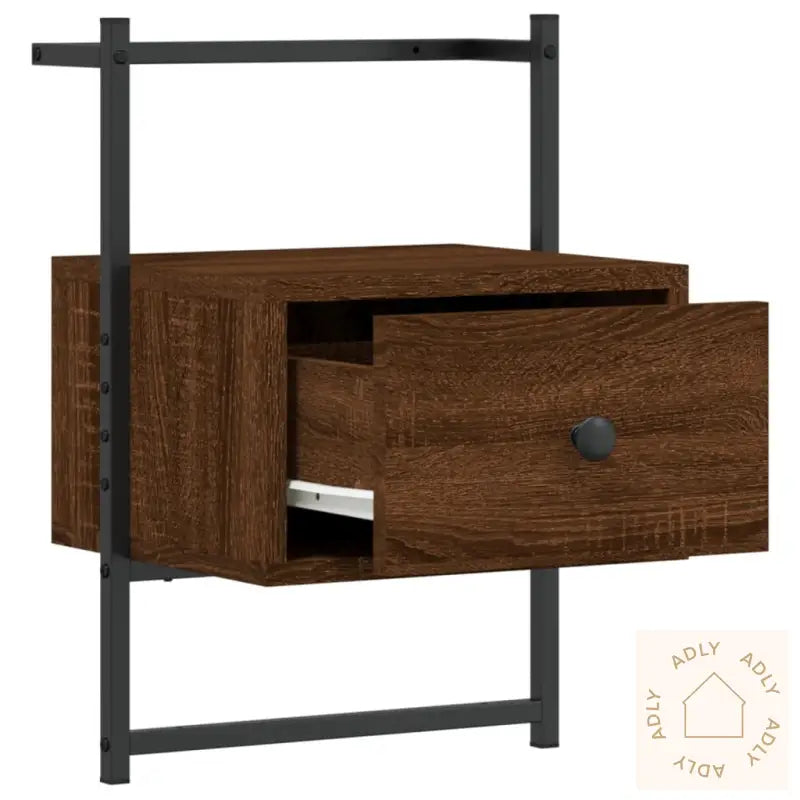 Nattbord Veggmontert 2 Stk Brun Eik 35X30X51 Cm Konstruert Tre