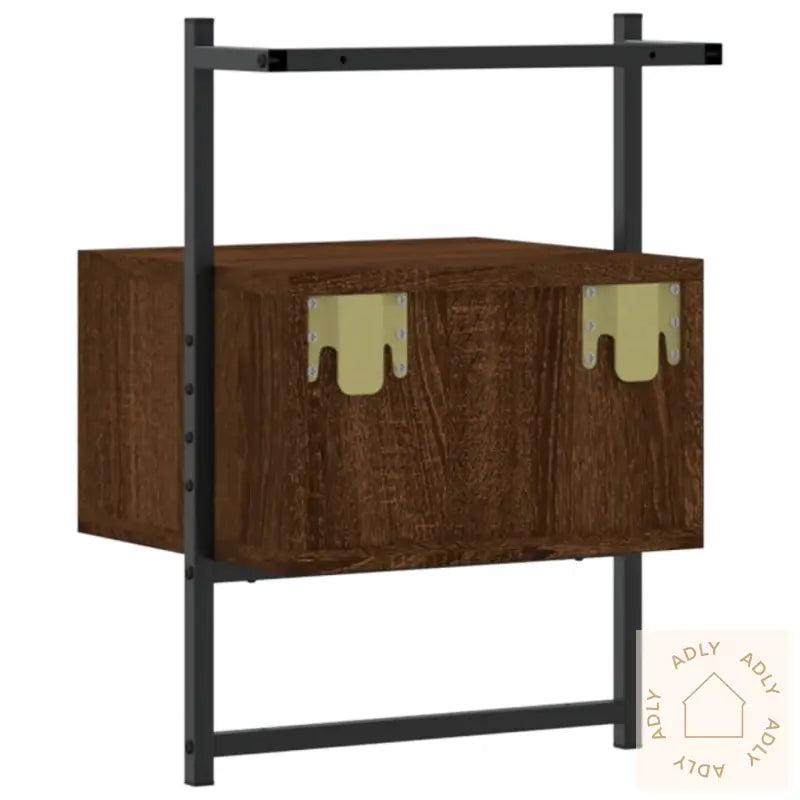 Nattbord Veggmontert 2 Stk Brun Eik 35X30X51 Cm Konstruert Tre