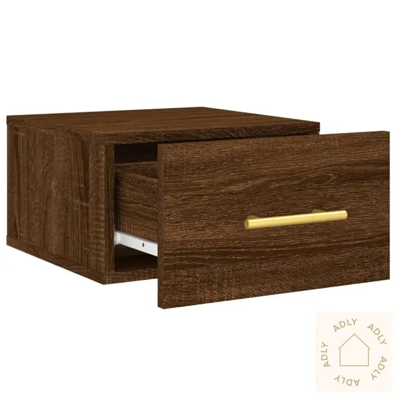 Veggmonterte Nattbord 2 Stk Brun Eik 35X35X20 Cm