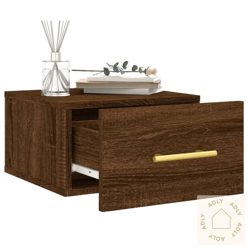 Veggmonterte Nattbord 2 Stk Brun Eik 35X35X20 Cm