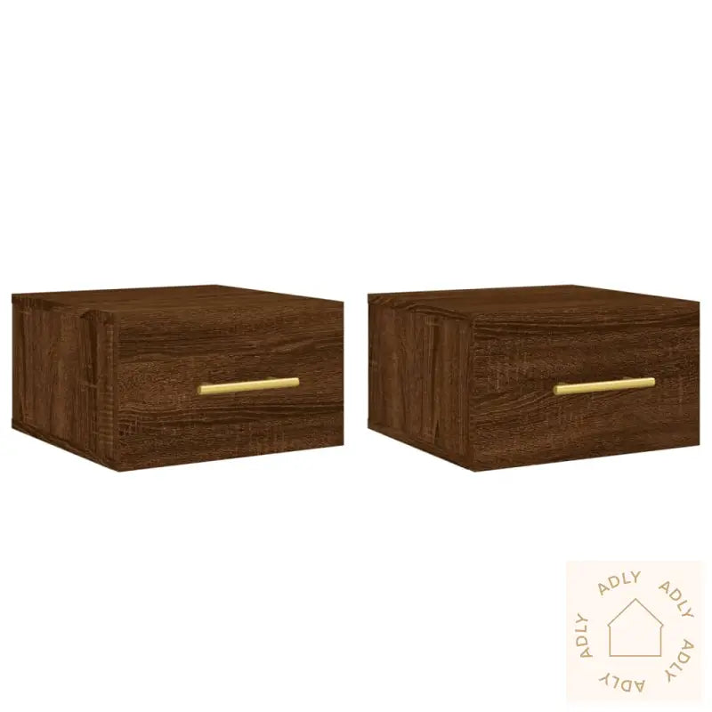 Veggmonterte Nattbord 2 Stk Brun Eik 35X35X20 Cm