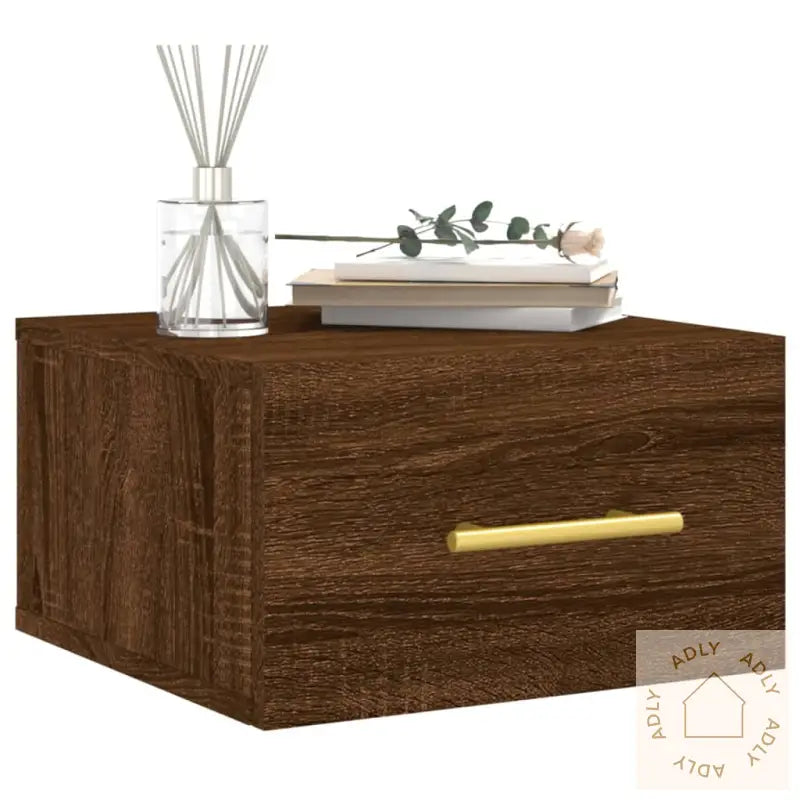 Veggmonterte Nattbord 2 Stk Brun Eik 35X35X20 Cm