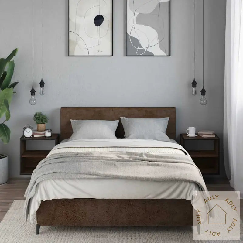 Veggmonterte Nattbord 2 Stk Brun Eik 40X31X39,5 Cm