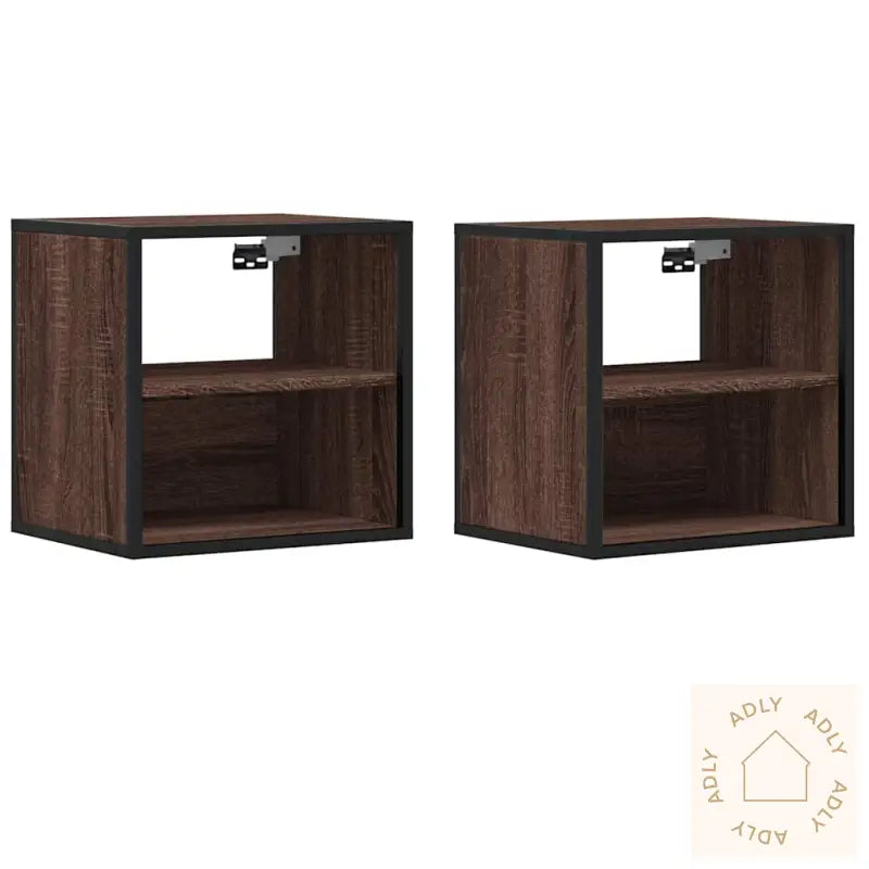 Veggmonterte Nattbord 2 Stk Brun Eik 40X31X39,5 Cm