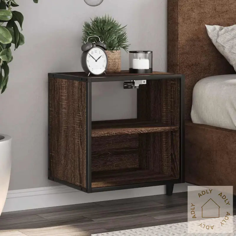 Veggmonterte Nattbord 2 Stk Brun Eik 40X31X39,5 Cm