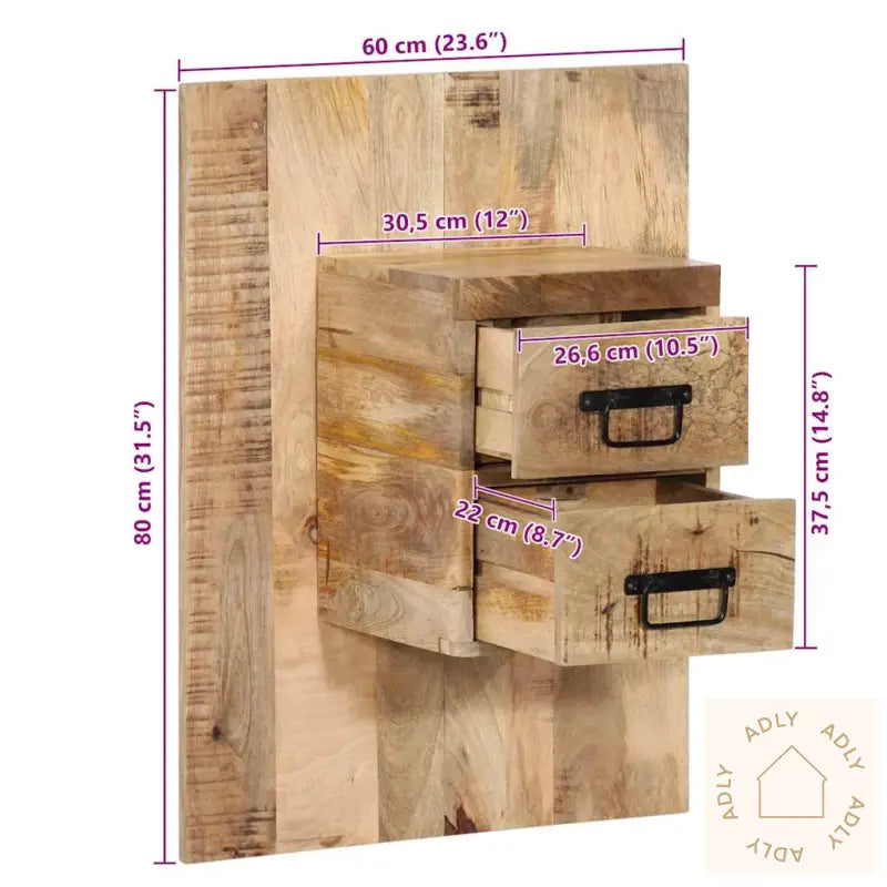 Nattbord 60X32X80 Cm Grovt Heltre Mangotre