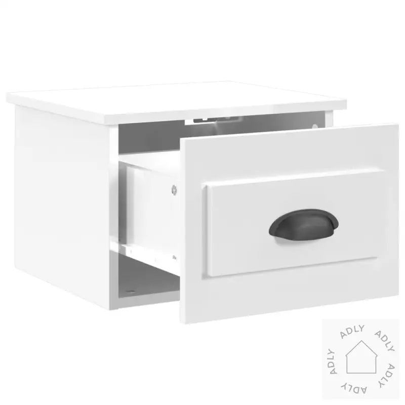 Veggmonterte Nattbord 2 Stk Høyglans Hvit 41,5X36X28 Cm