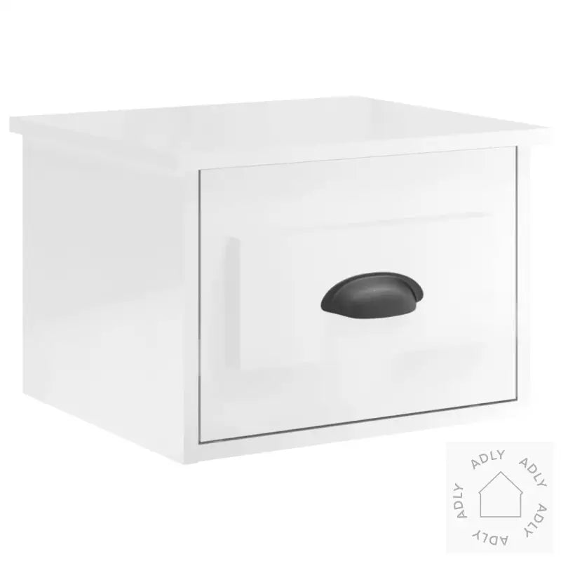 Veggmonterte Nattbord 2 Stk Høyglans Hvit 41,5X36X28 Cm