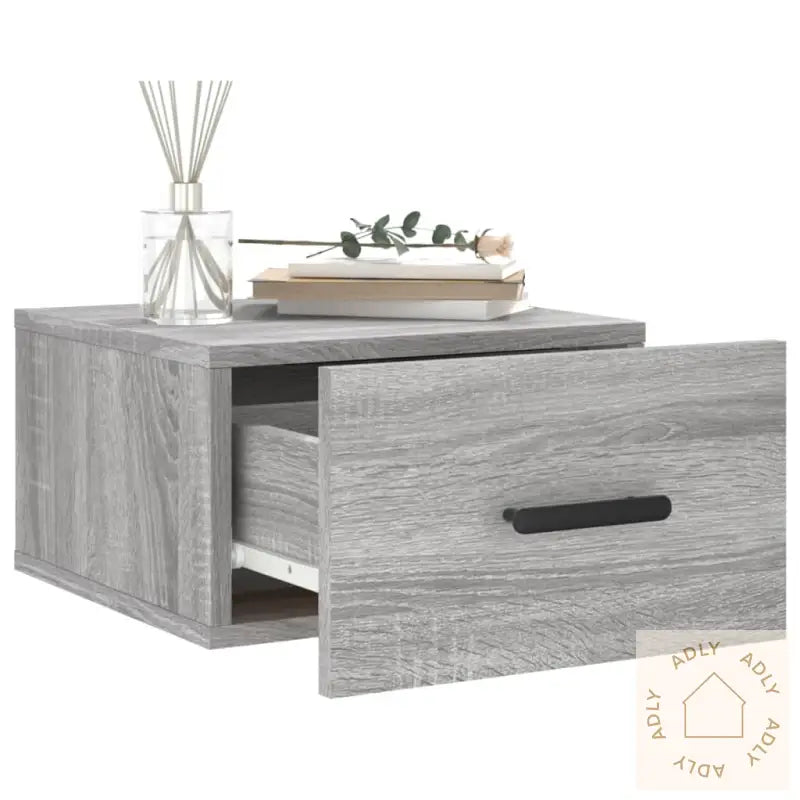 Veggmonterte Nattbord 2 Stk Grå Sonoma 35X35X20 Cm
