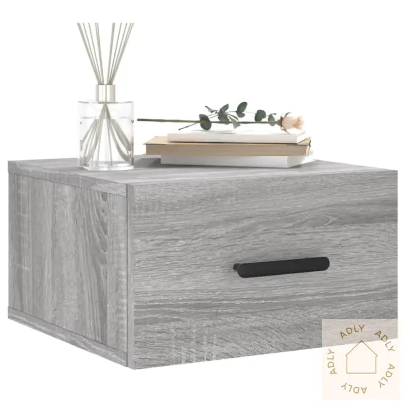 Veggmonterte Nattbord 2 Stk Grå Sonoma 35X35X20 Cm