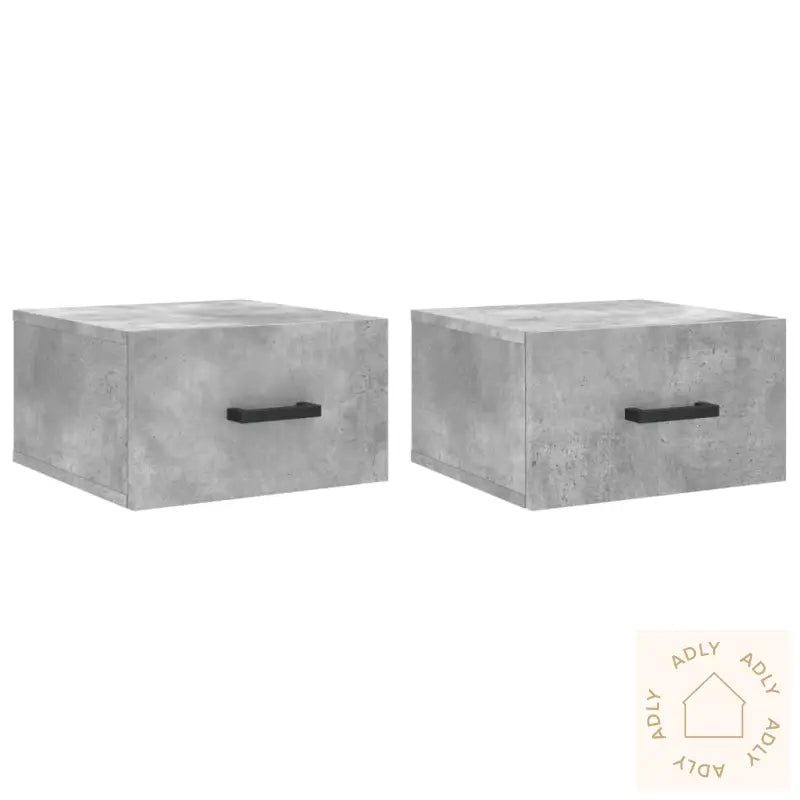 Veggmonterte Nattbord 2 Stk Betonggrå 35X35X20 Cm